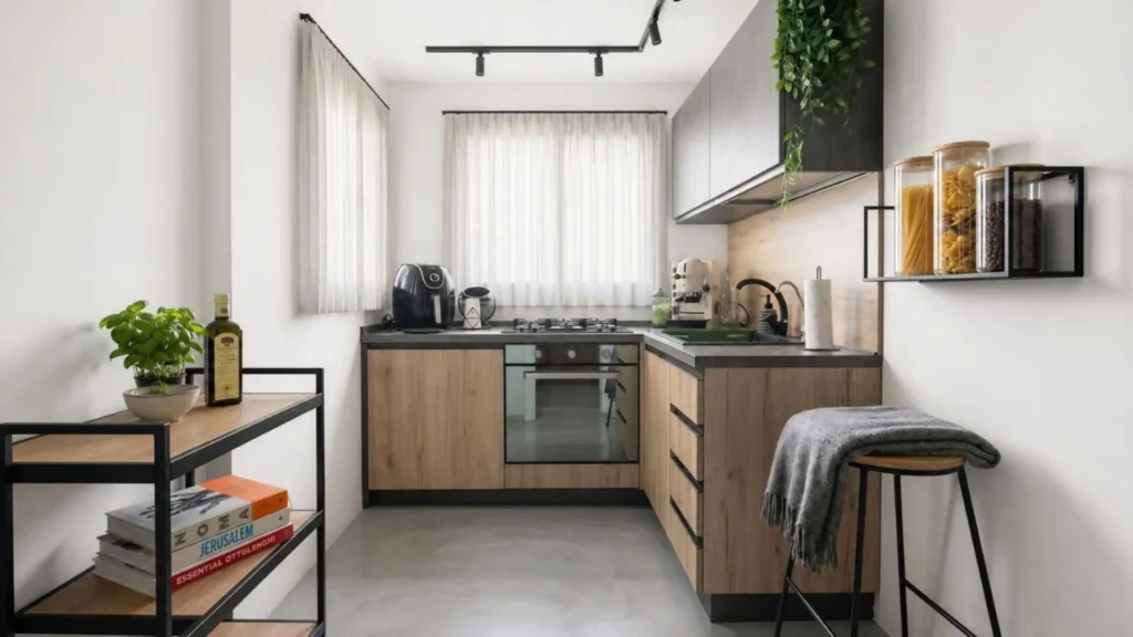 Cucina lineare moderna modello Ines Industrial con elettrodomestici integrati Hotpoint