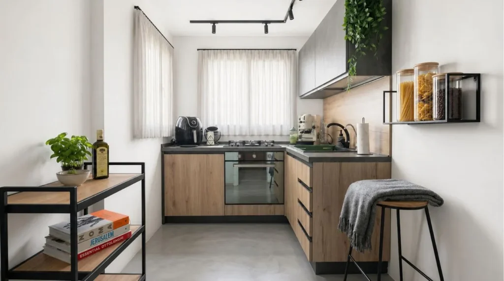 Cucina lineare moderna modello Ines Industrial con elettrodomestici integrati Hotpoint