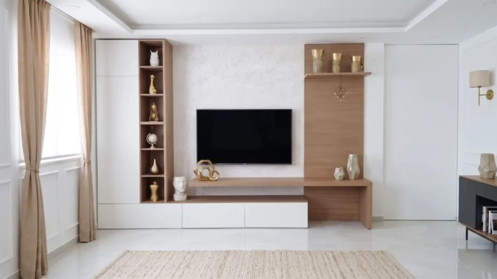Living moderno ed elegante con Parete Attrezzata modello Oliver in finitura noce canaletto
