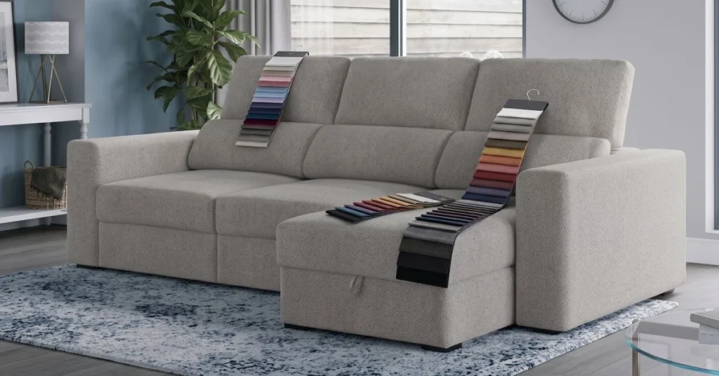 Campionari di tessuti colorati, utilizzati per scegliere la palette colori dell'arredamento seguendo l'armocromia in casa.
