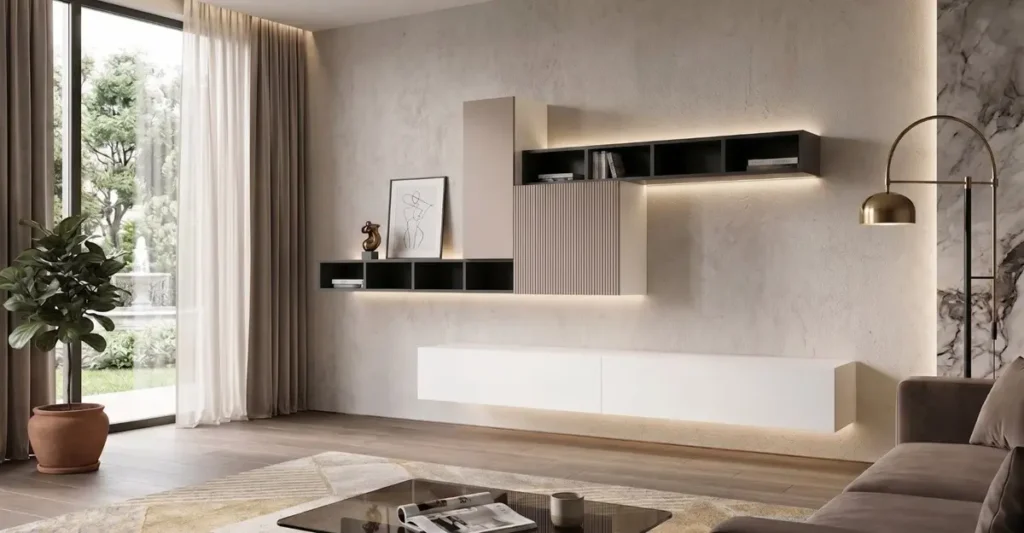 Salotto illuminato con led e lampade soffuse
